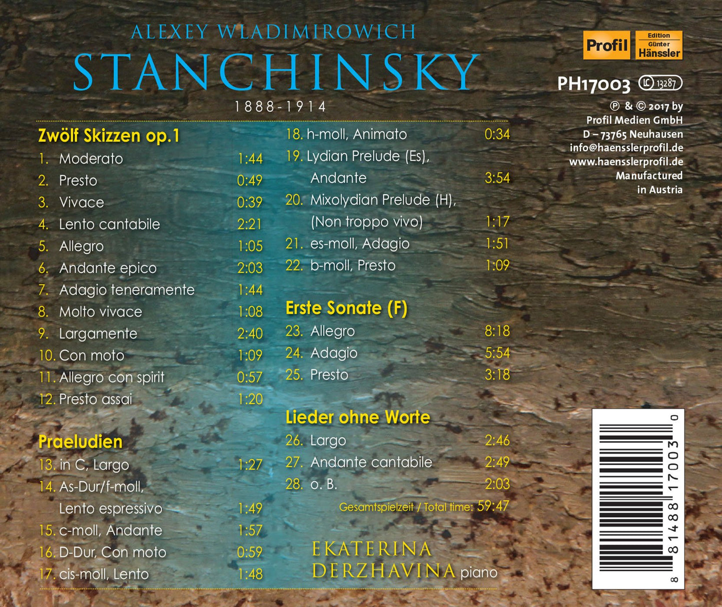 Stanchinsky: Piano Works