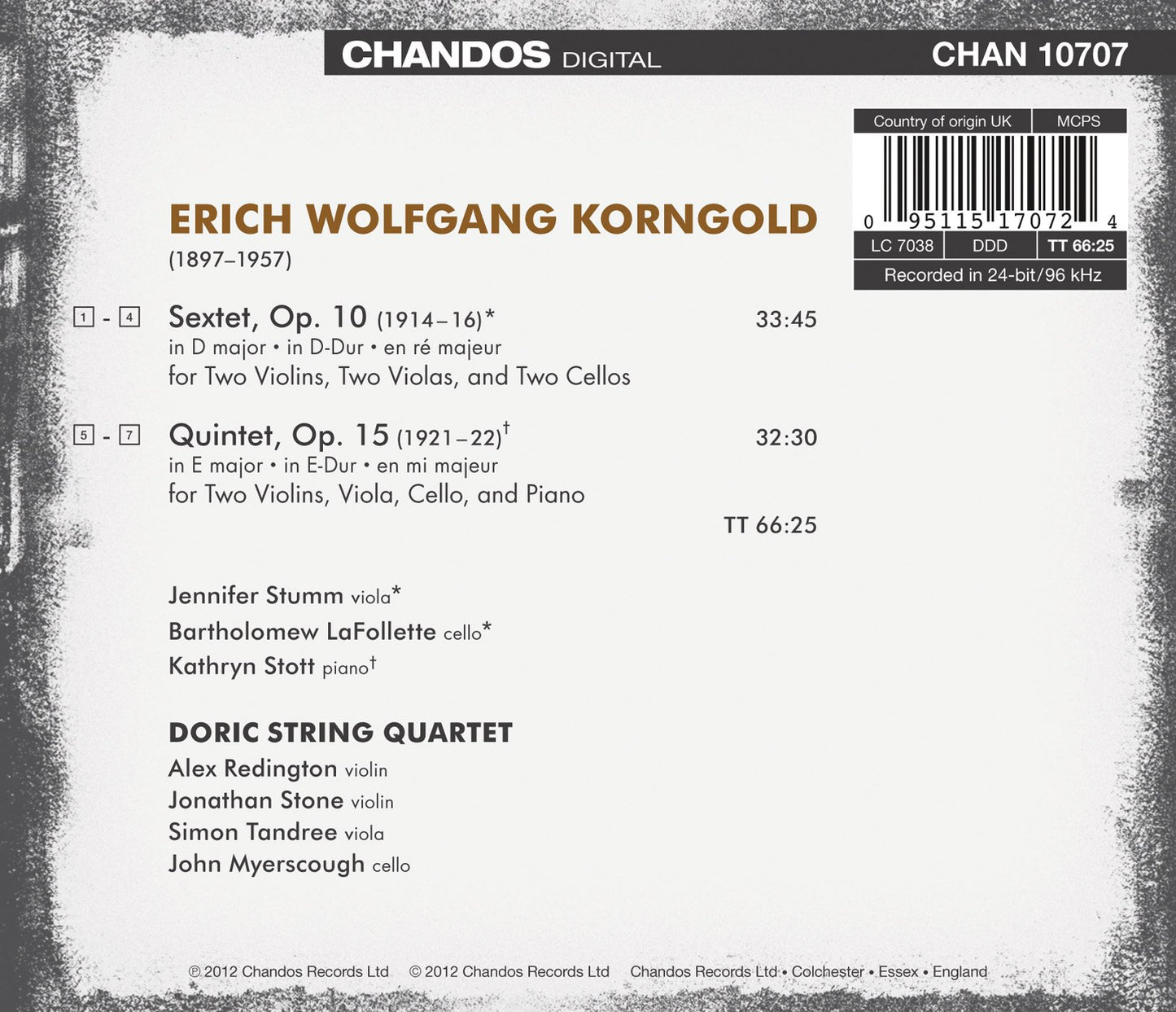 Korngold: String Sextet - Piano Quintet