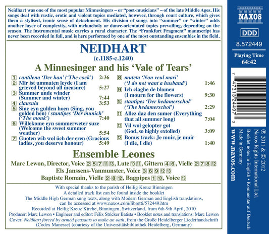Neidhart: A Minnesinger and His "Vale of Tears" - Songs and
