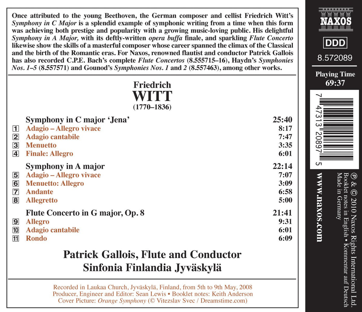 Witt: Symphony in C major, "Jena" - Flute Concerto in G majo