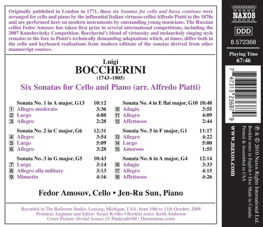 Boccherini: 6 Cello Sonatas (arr. Piatti)