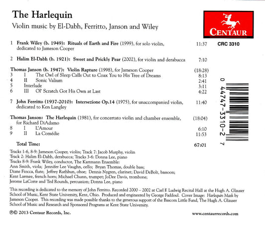 The Harlequin: Violin Music by El-Dabh, Ferritto, Janson and