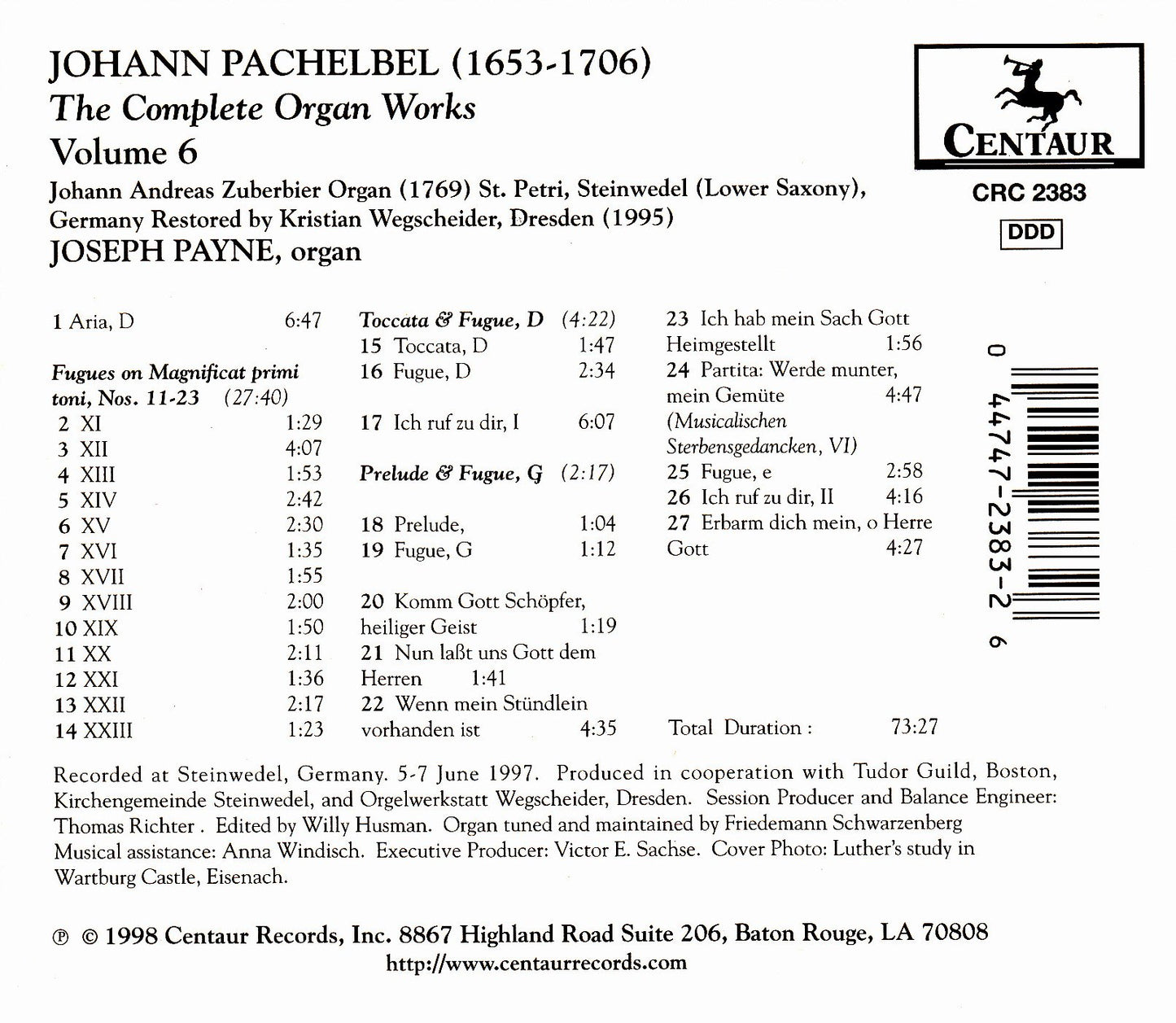 Pachelbel, J.: Organ Music (Complete), Vol. 6