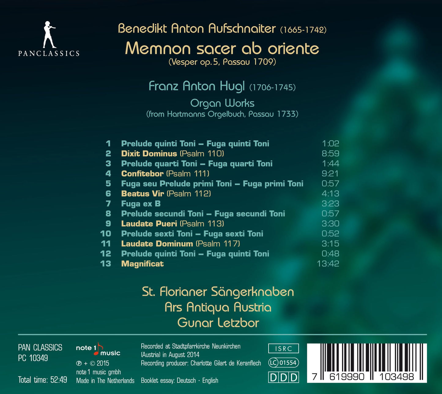 Aufschnaiter: Memnon sacer ab oriente, Op. 5