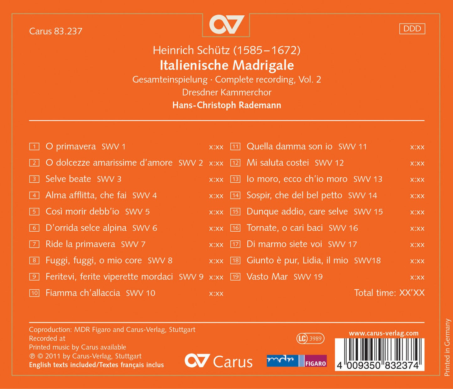 Schutz: Italienische Madrigale (Complete Recording, Vol. 2)