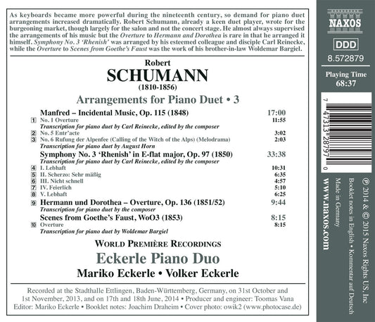 Schumann: Arrangements for Piano Duet, Vol. 3