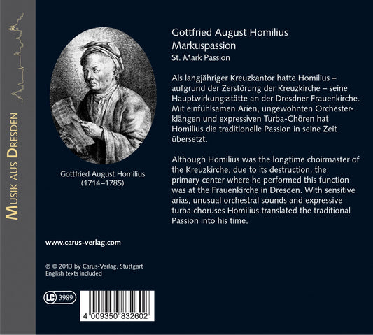 Gottfried August Homilius: Markuspassion · St. Mark Passion