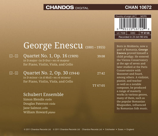 Enescu: Piano Quartets Nos. 1 & 2
