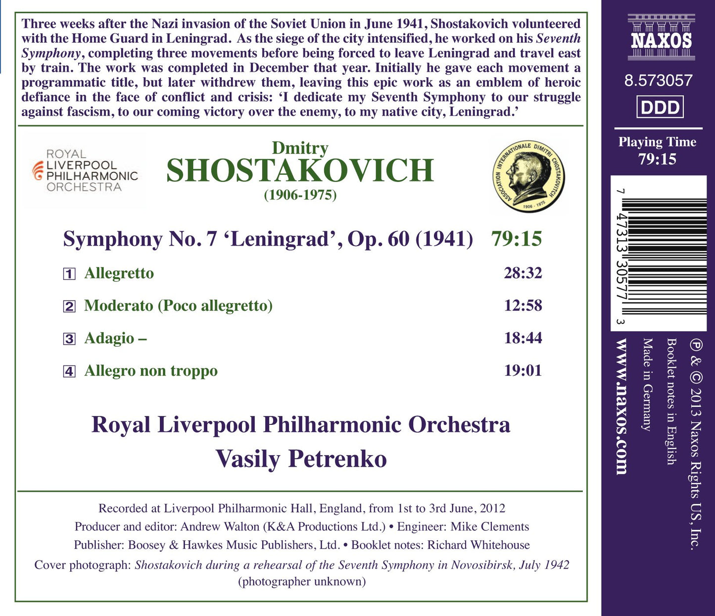 Shostakovich: Symphony No. 7 in C Major, Op. 60 "Leningrad"