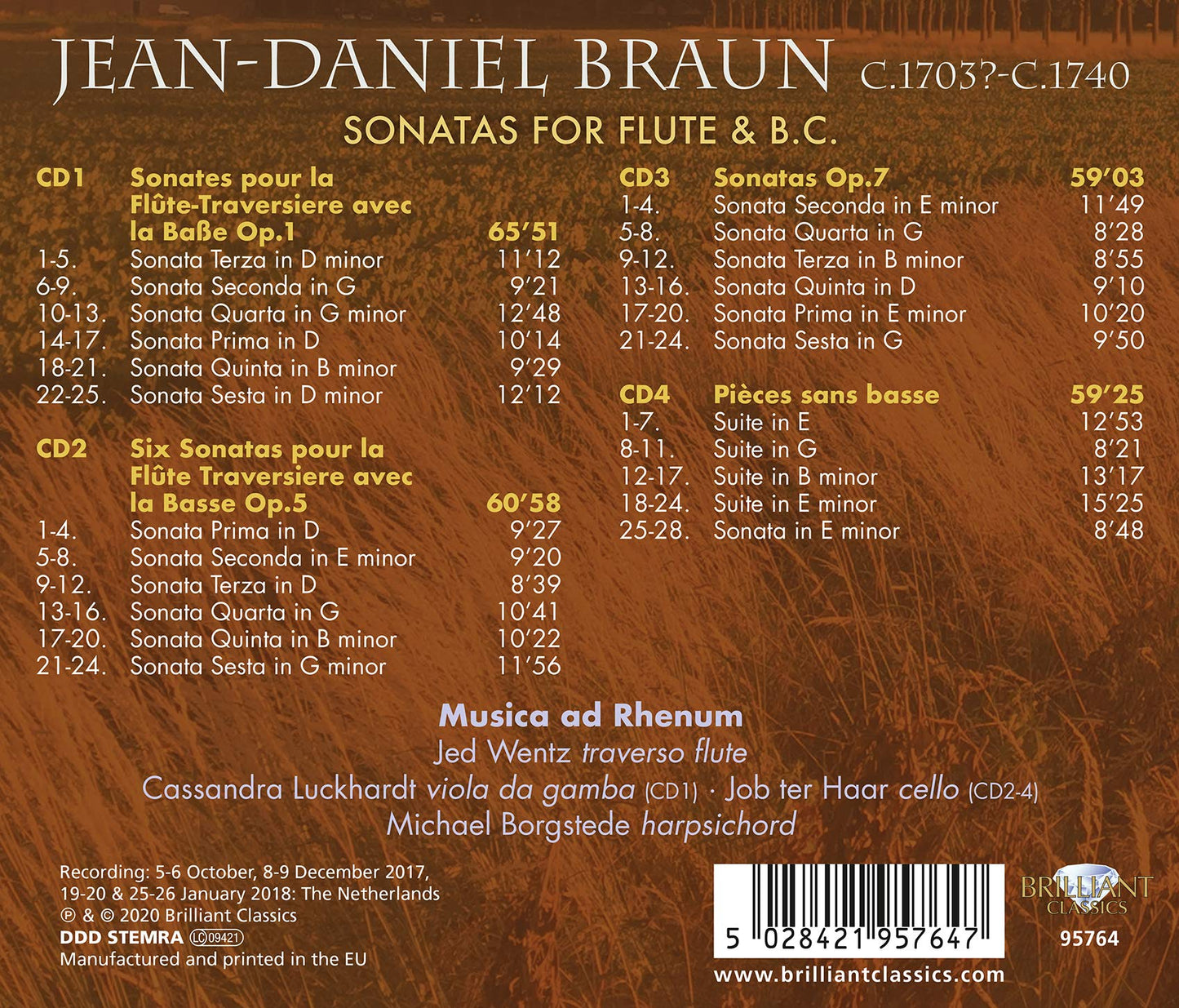 Braun: Sonatas for Flute & B.C.