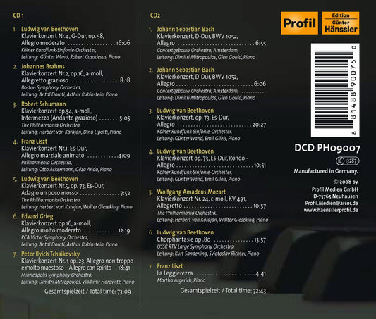 Piano Concertos - BEETHOVEN, L. van / BRAHMS, J. / SCHUMANN,
