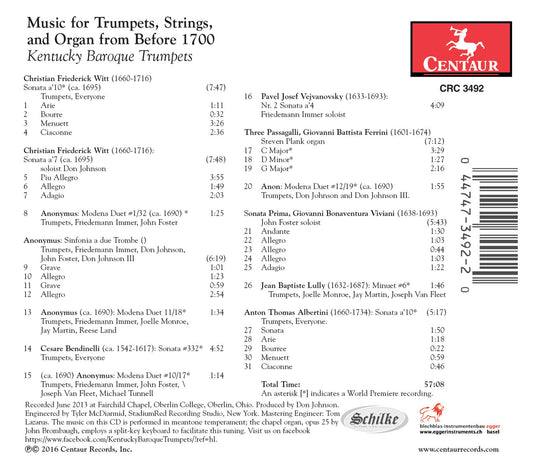 Music for Trumpets, Strings & Organ From Before 1700
