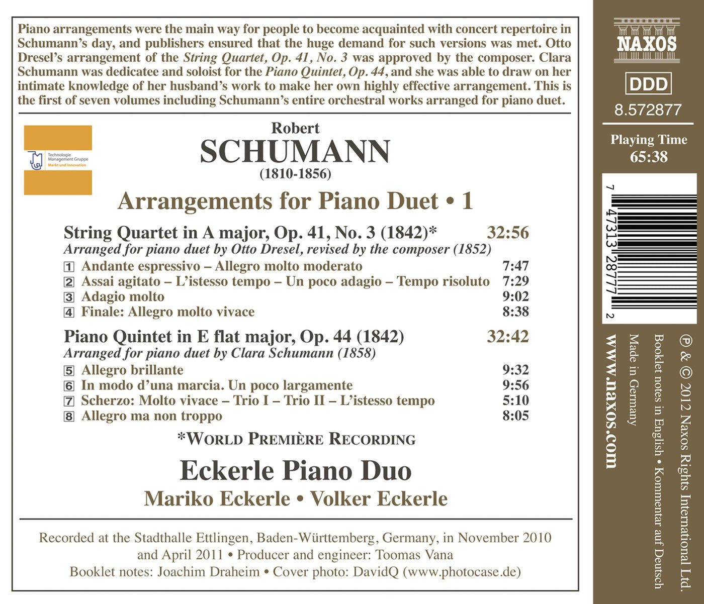 Schumann: Arrangements for Piano Duet, Vol. 1