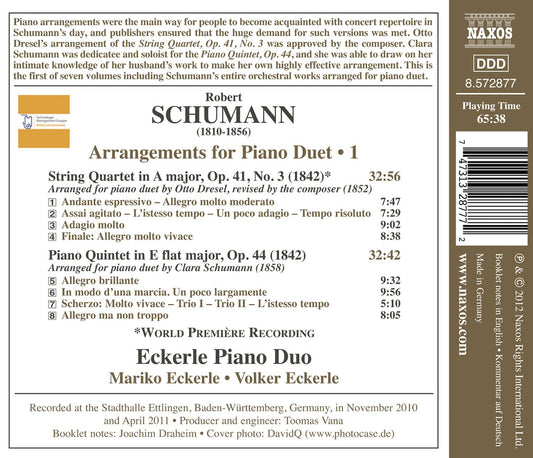Schumann: Arrangements for Piano Duet, Vol. 1