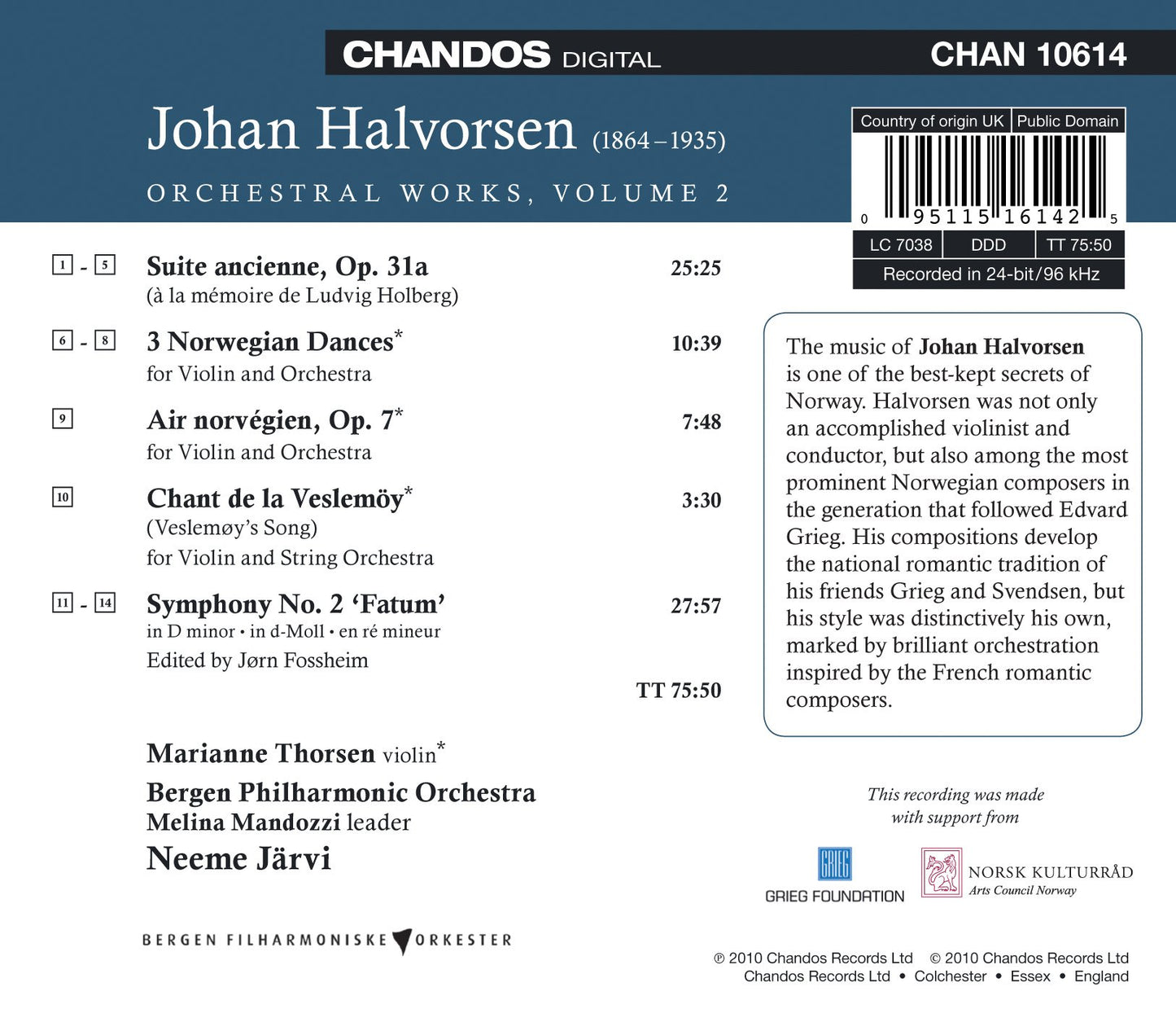 Halvorsen: Orchestral Works, Vol. 2