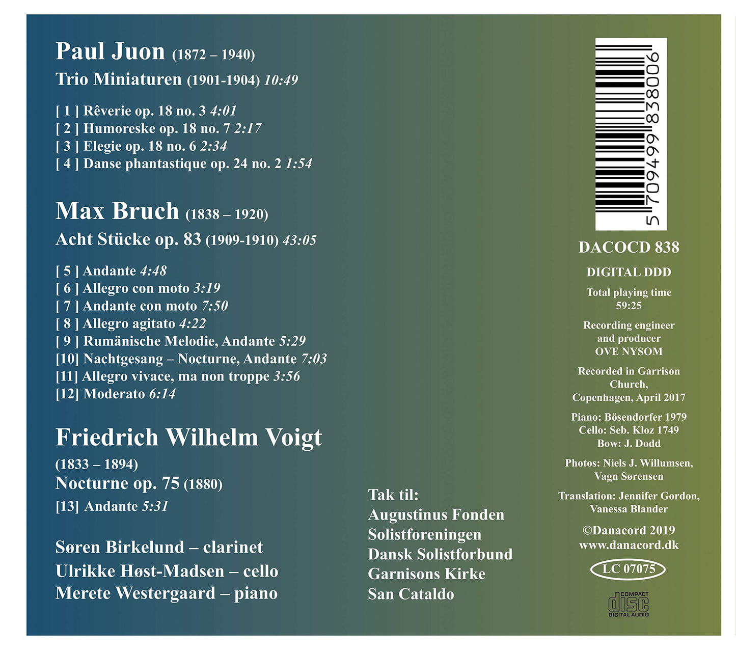 Juon, Bruch & Voigt: Chamber Works