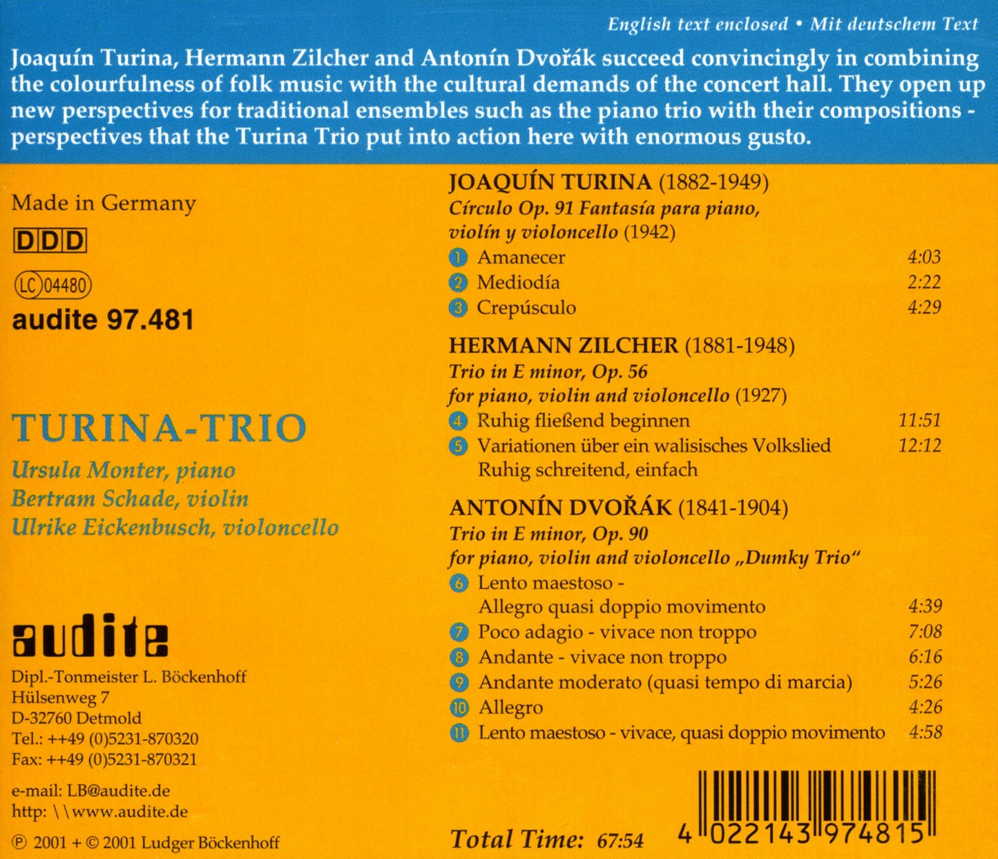 PIANO TRIOS BY TURINA, ZILCHER