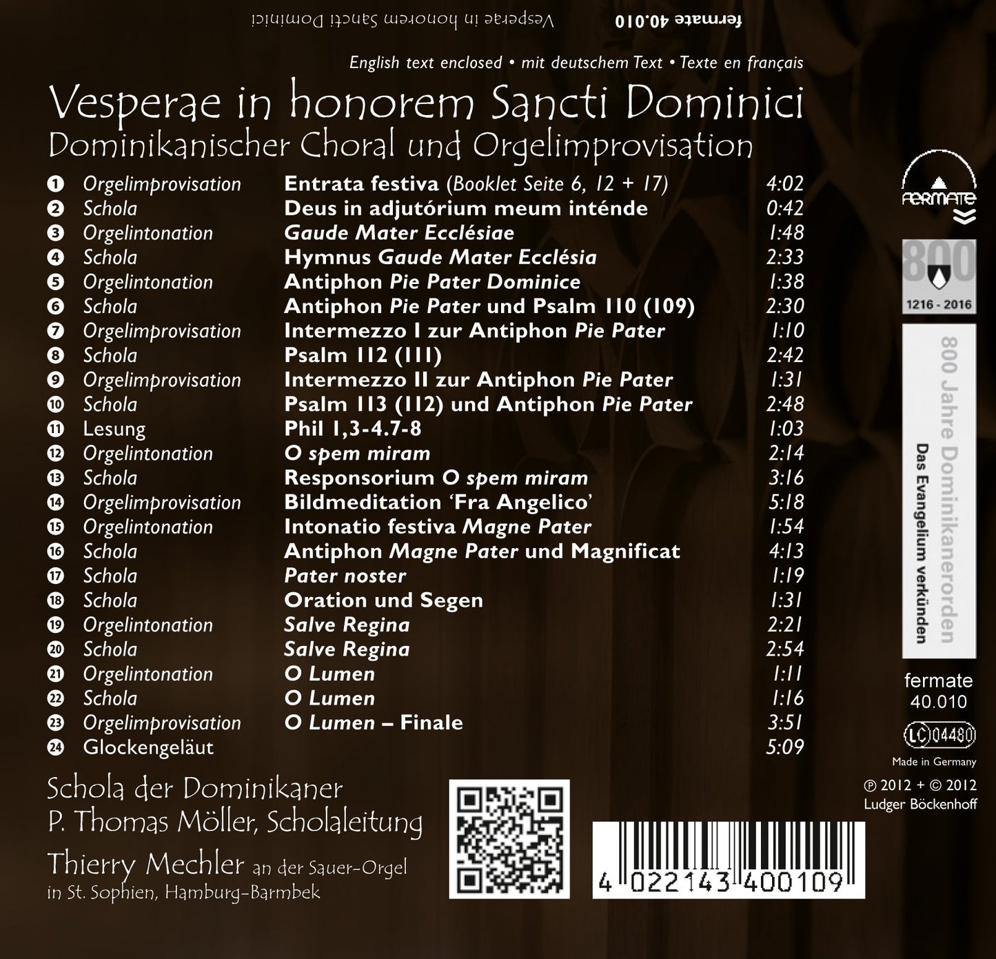 VESPERAE IN HONOREM SANCTI DOMINICI