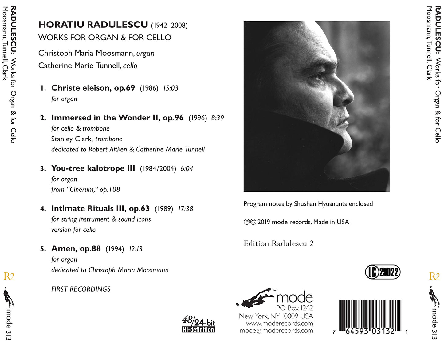 Radulescu: Works for Organ & Cello