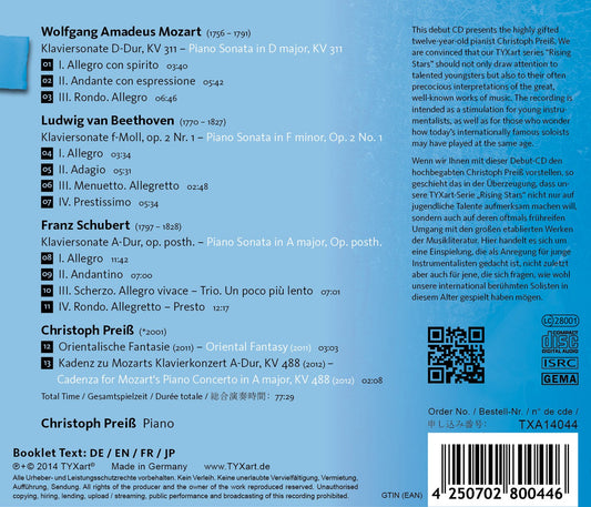 Mozart, Beethoven, Schubert & Preiß: Piano Works