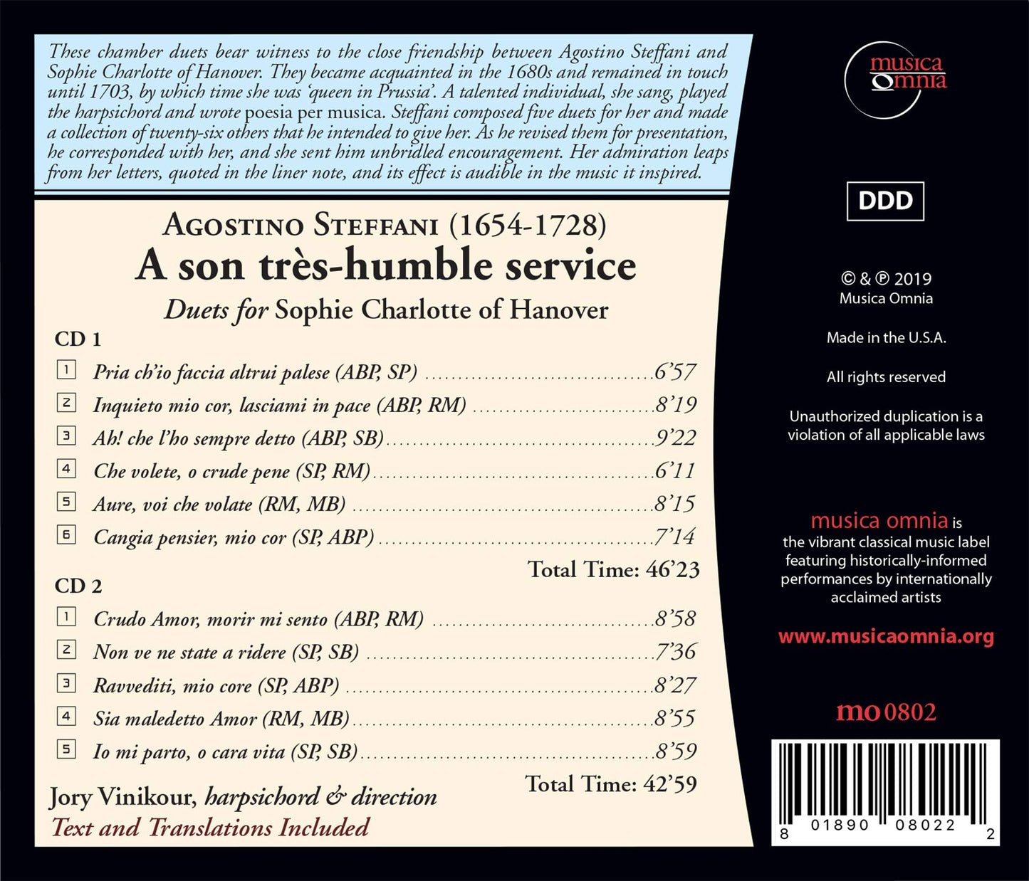 Steffani: A son très-humble service