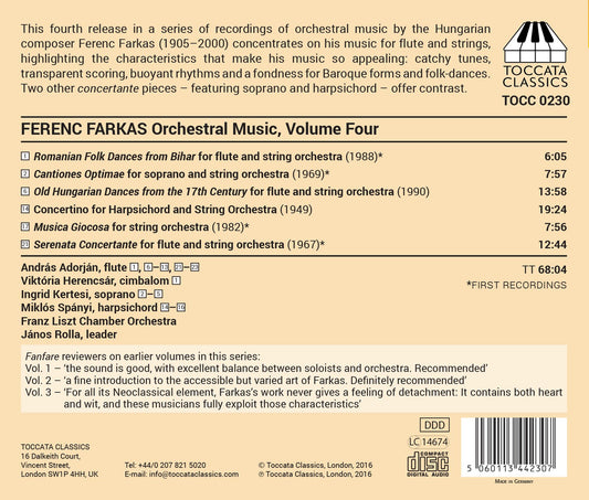 Farkas: Orchestral Music, Vol. 4 – Music for Flute & Strings