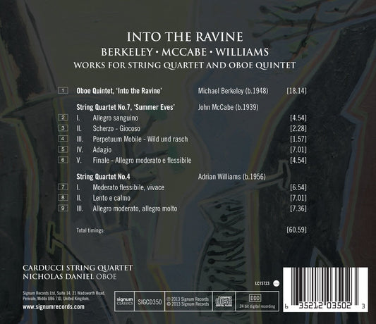 Into the Ravine - Works for String Quartet and Oboe Quintet