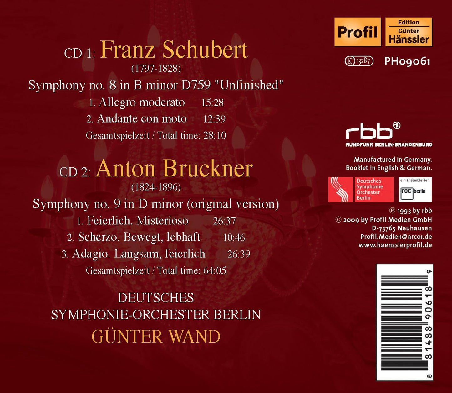 Schubert, F.: Symphony No. 8 / Bruckner, A.: Symphony No. 9
