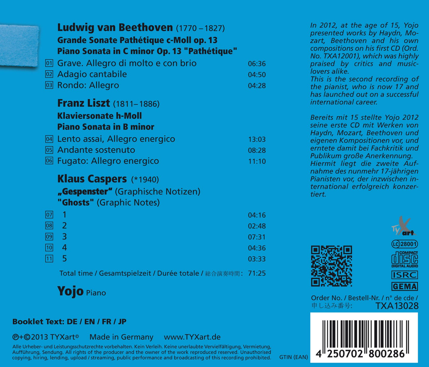Beethoven, Liszt & Caspers: Piano Works