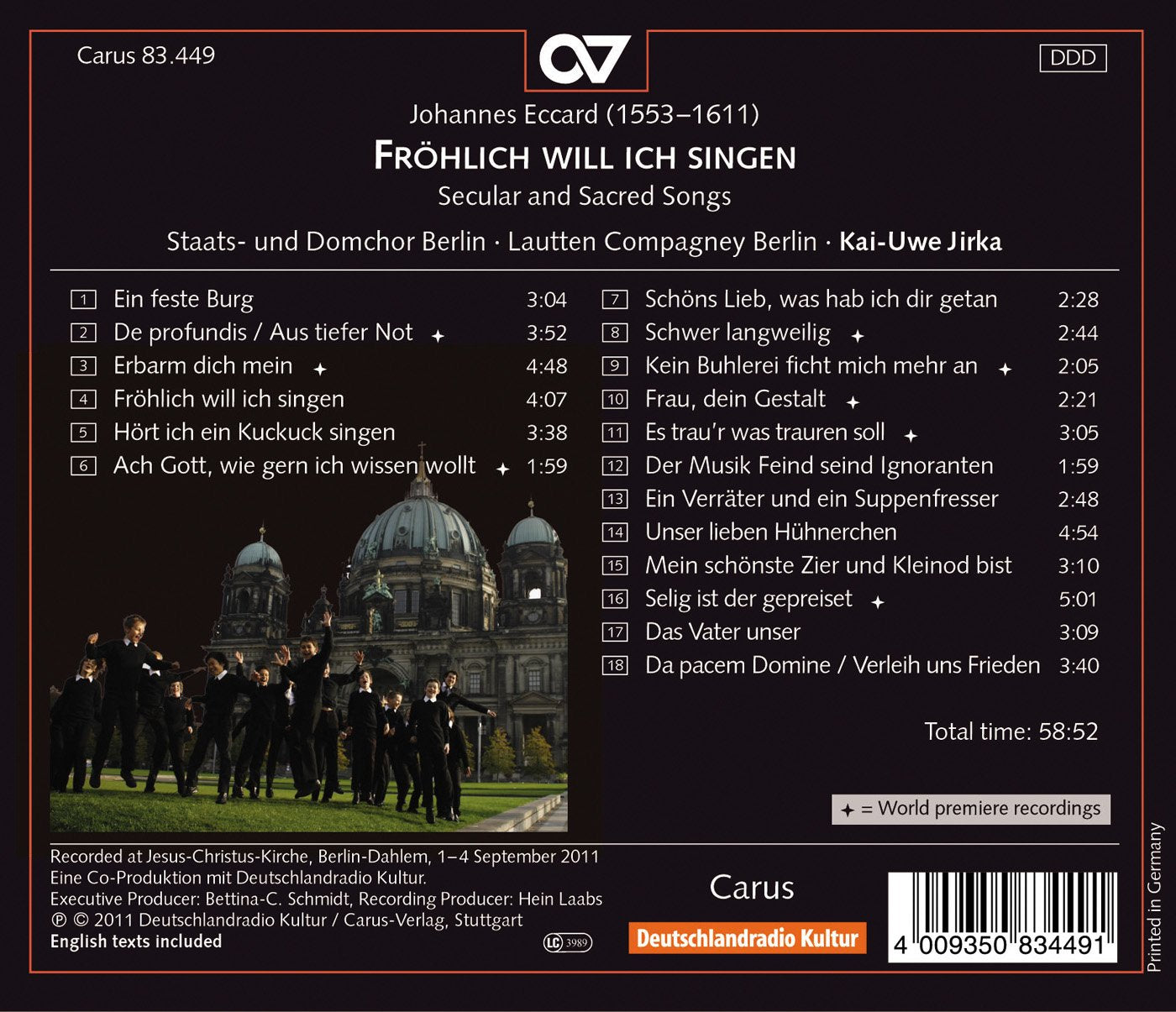 Eccard: Fröhlich will ich singen