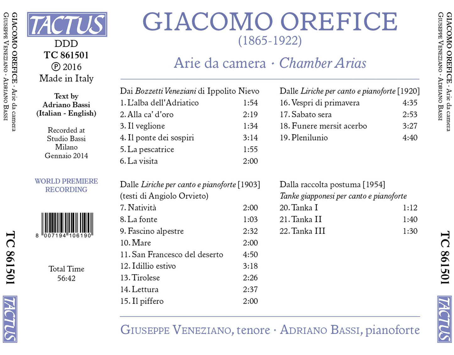 Orefice: Arie da Camera