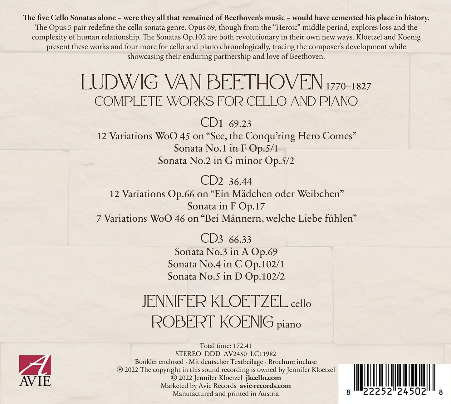 Beethoven: The Conquering Hero - Complete Works For Cello &  Jennifer Kloetzel, Robert Koenig