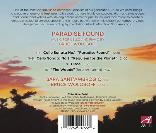 Wolosoff: Paradise Found – Music for Cello and Piano