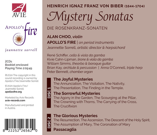 Biber: Mystery Sonatas  Alan Choo, Jeannette Sorrell Apollo'S Fire