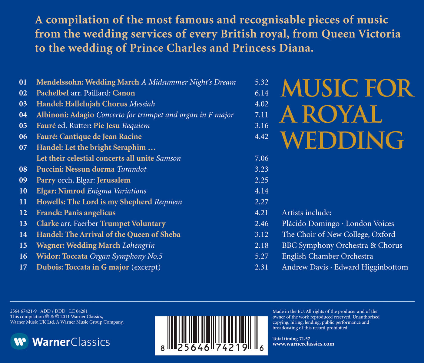 Music For A Royal Wedding  Domingo, London Voices, The Choir Of New College, Oxford, Bbc Symphony Orchestra & Chorus, English C