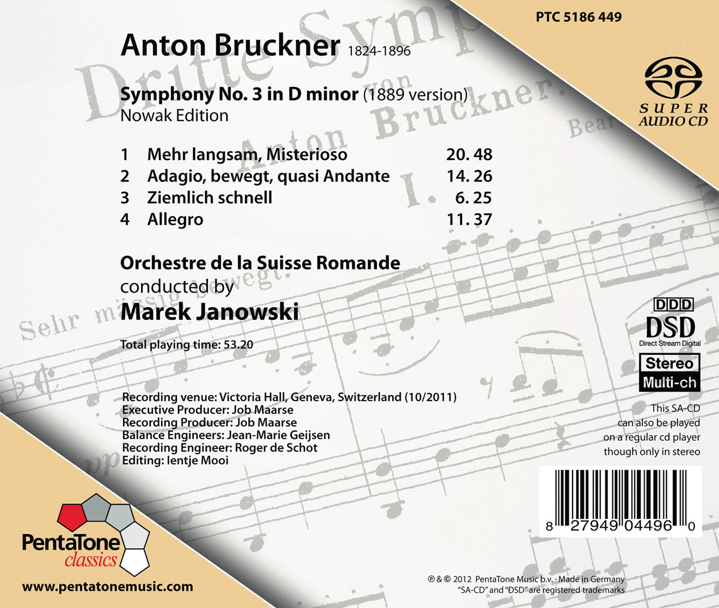 Bruckner: Symphony No. 3 in D Minor / Janowski, Orchestre de la Suisse Romande