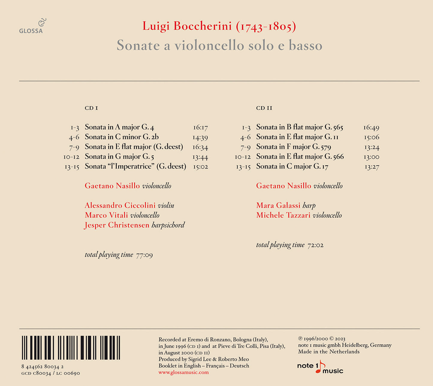 Boccherini: Flute Concertos / Gaetano Nasillo [2 CDs]
