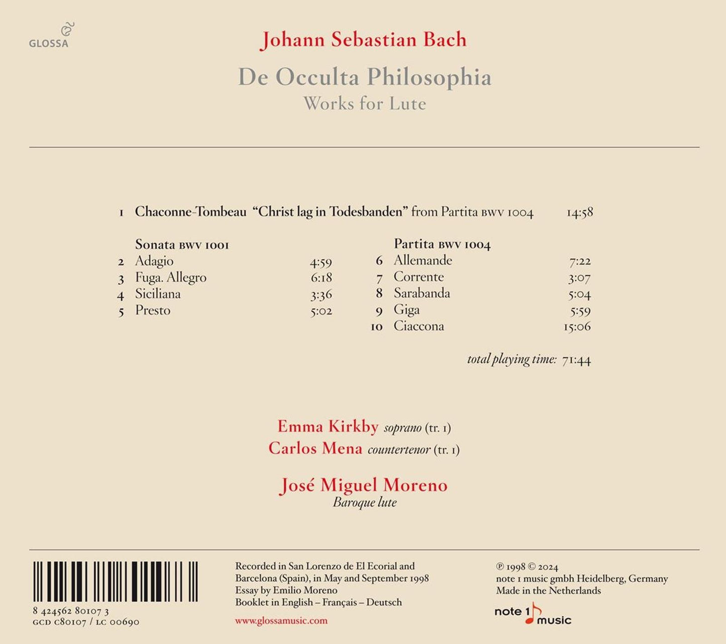 J.S. Bach: De occulta philosophia - Works for lute