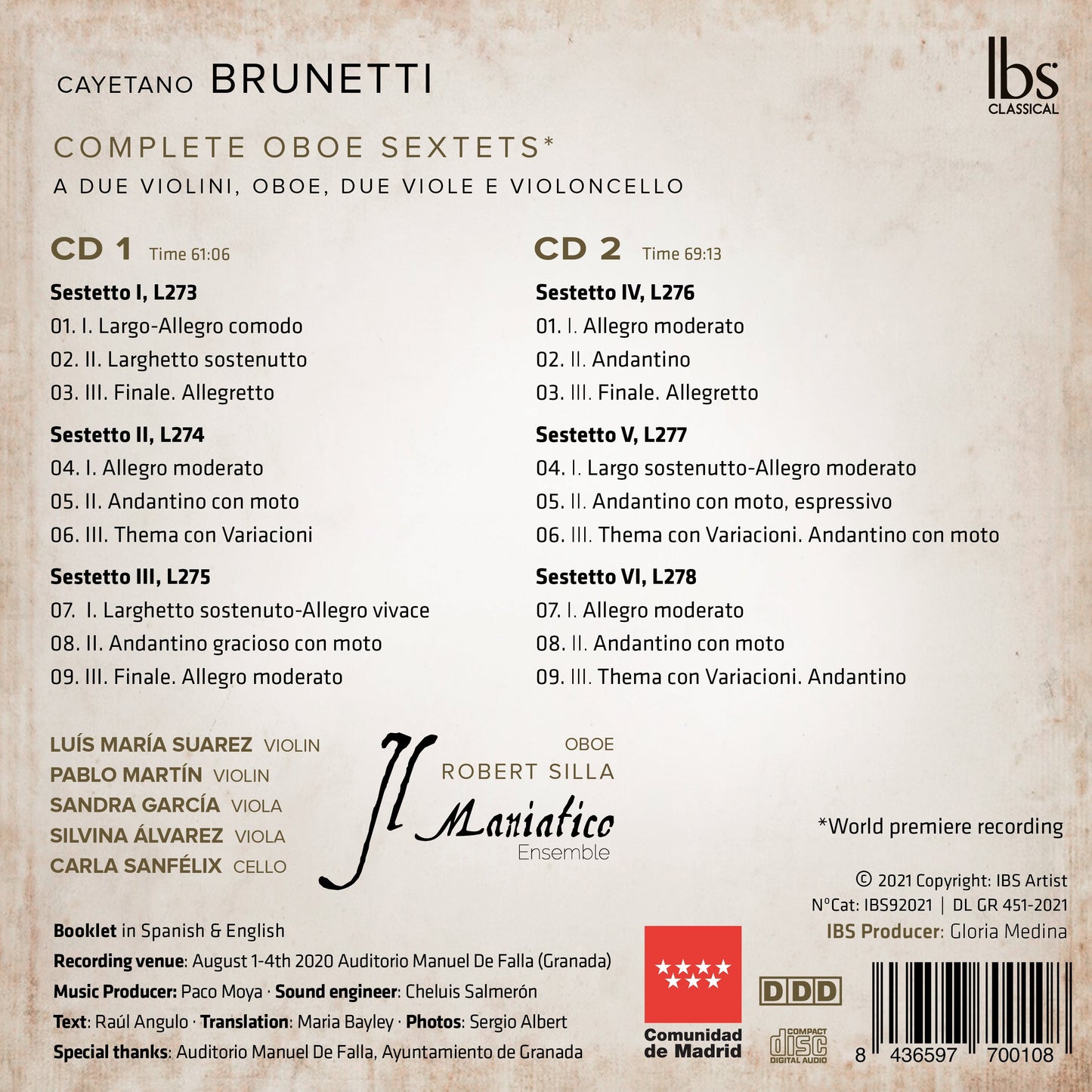 Brunetti: Compete Oboe Sextets