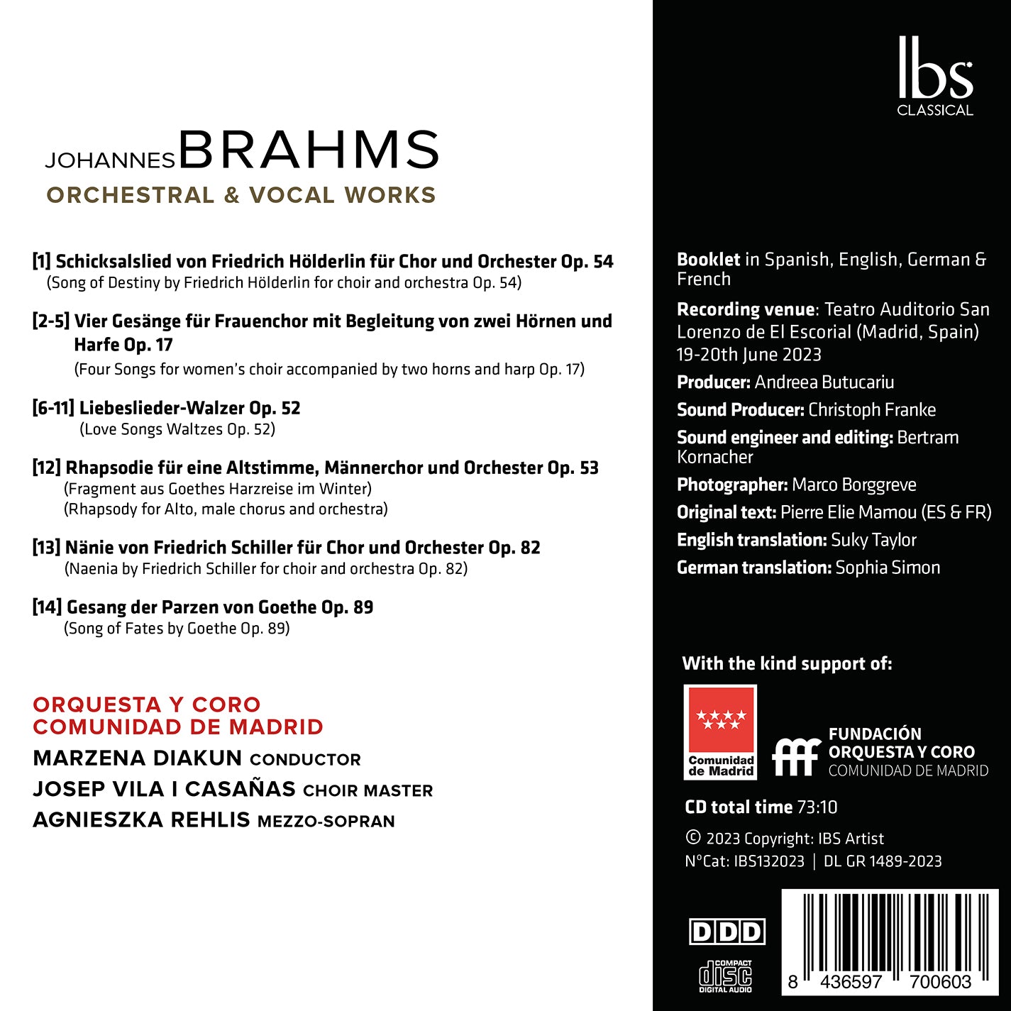 Brahms: Orchestral & Vocal Works