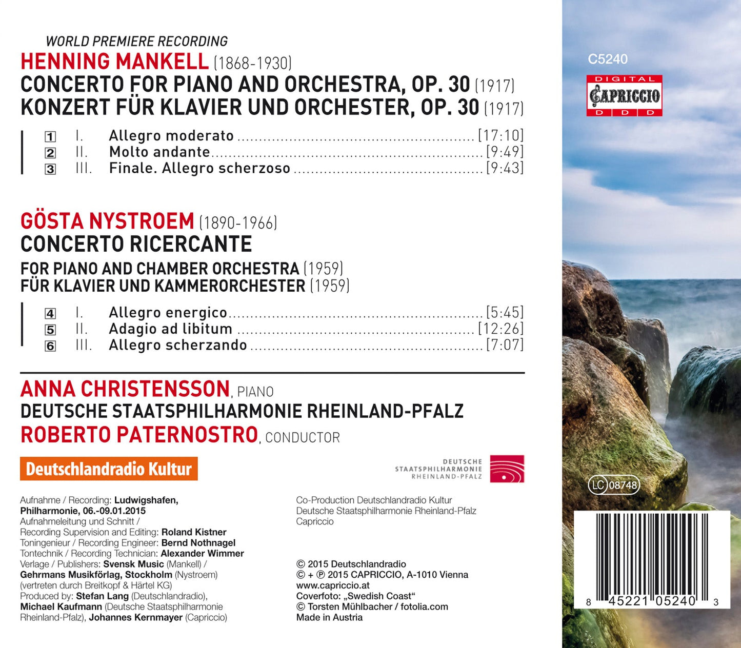 Mankell: Piano Concerto, Op. 30 - Nystroem: Concerto ricerca