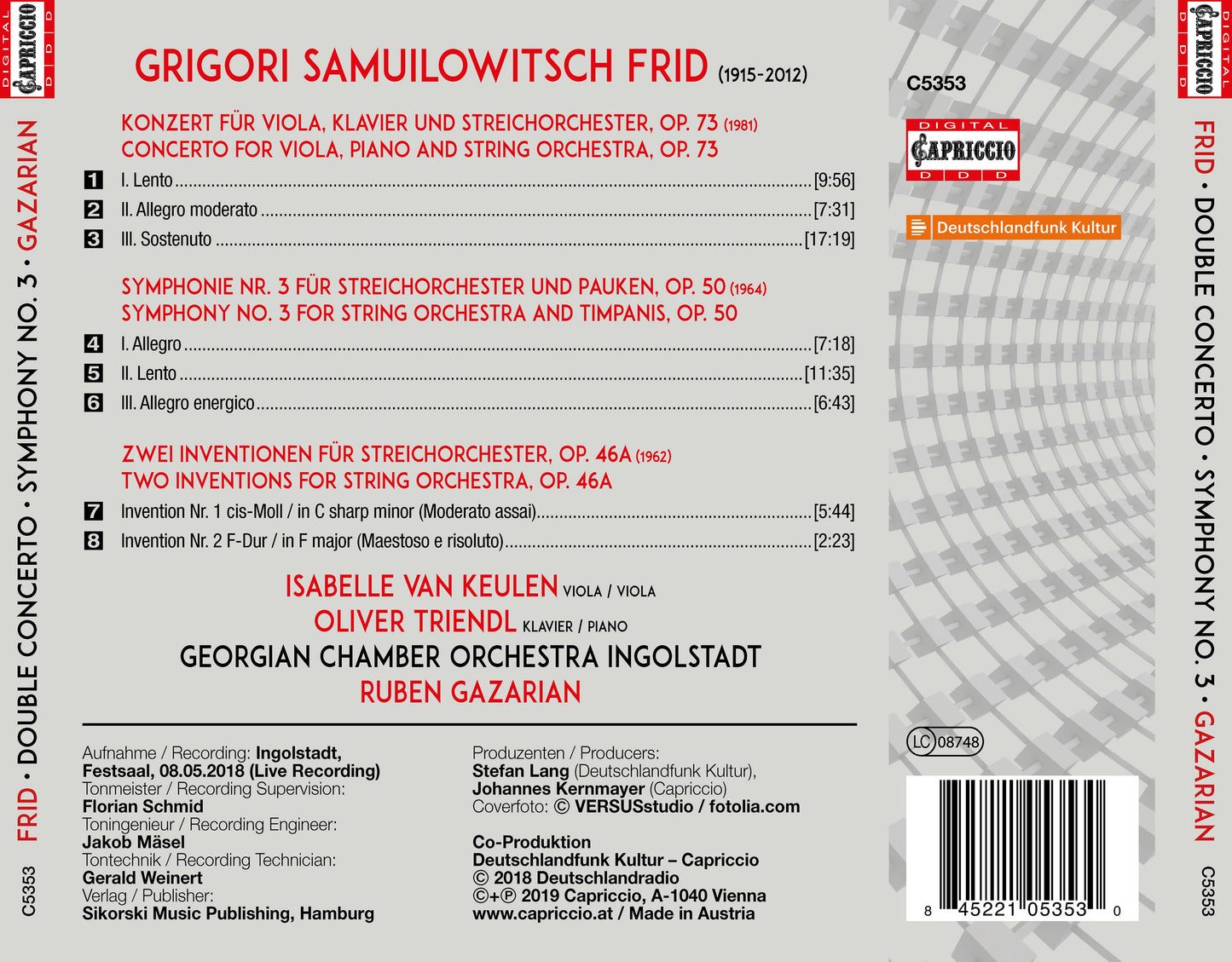 Frid: Symphony No. 3 - Concerto for Viola and Piano - 2 Inve