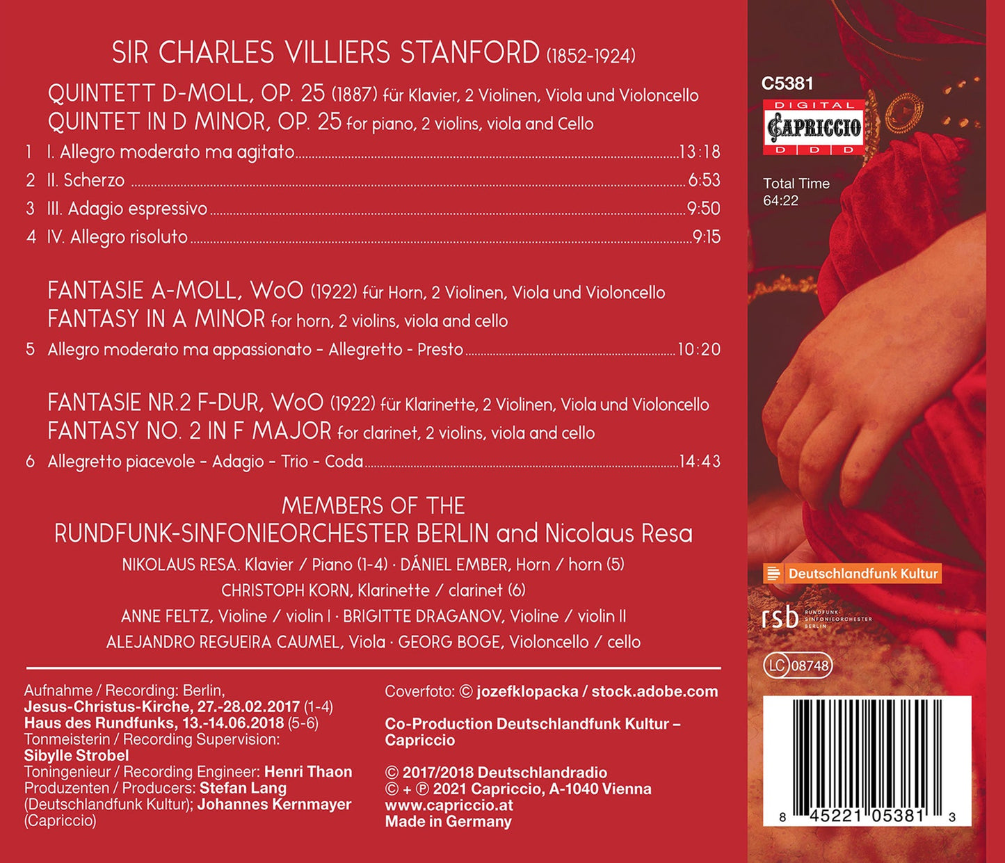 Charles Villiers Stanford: Piano Quintet - Fantasies For Hor