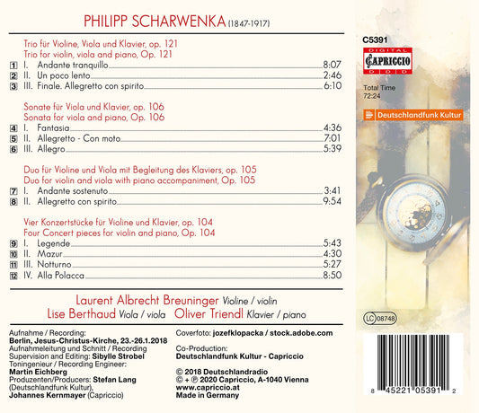 Philipp Scharwenka: Trio, Op. 121 - Duo, Op. 105 - Viola Son