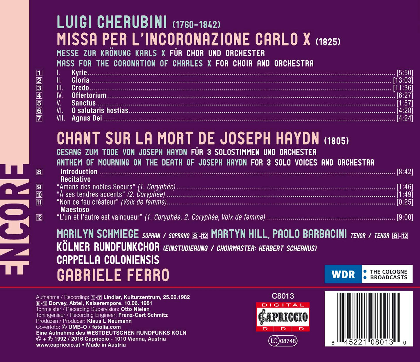 Cherubini: Mass in A Major & Chant sur la mort de Haydn