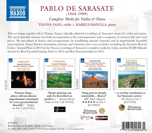 Sarasate: Complete Works For Violin And Piano