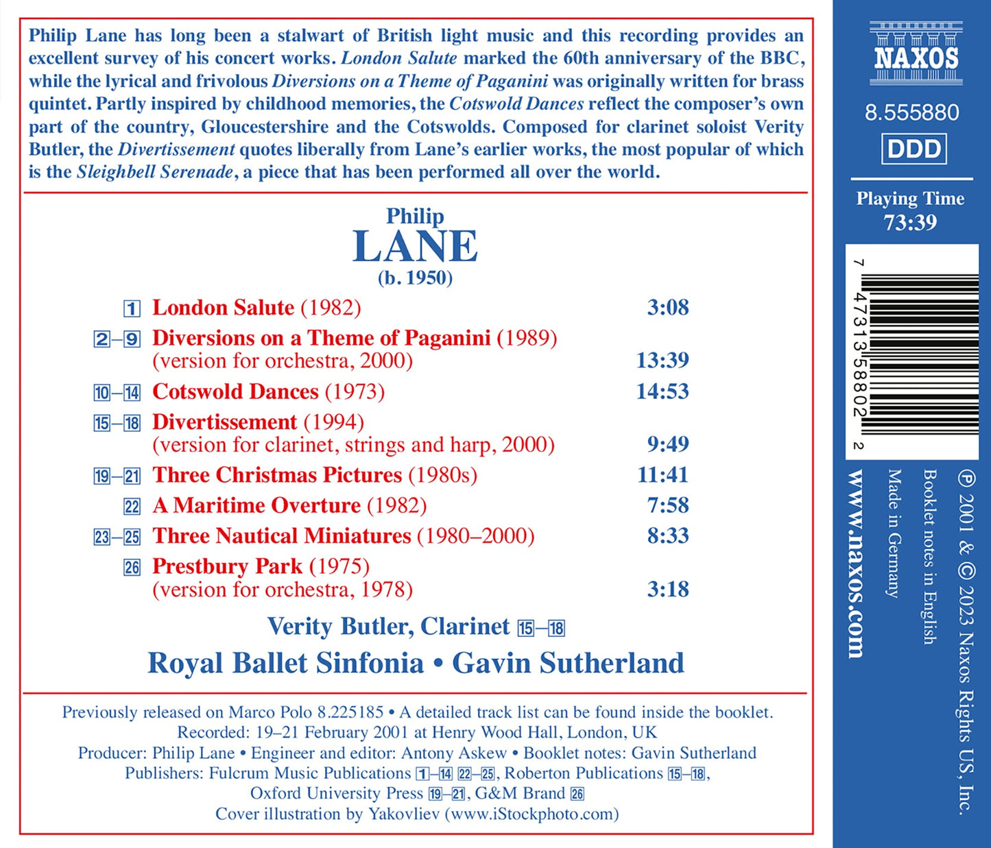 Lane: Sleighbell Serenade; Diversions on a Theme of Paganini