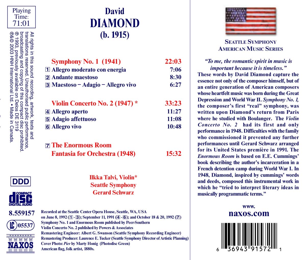 DIAMOND: Symphony No. 1 / Violin Concerto No. 2 / Enormous R