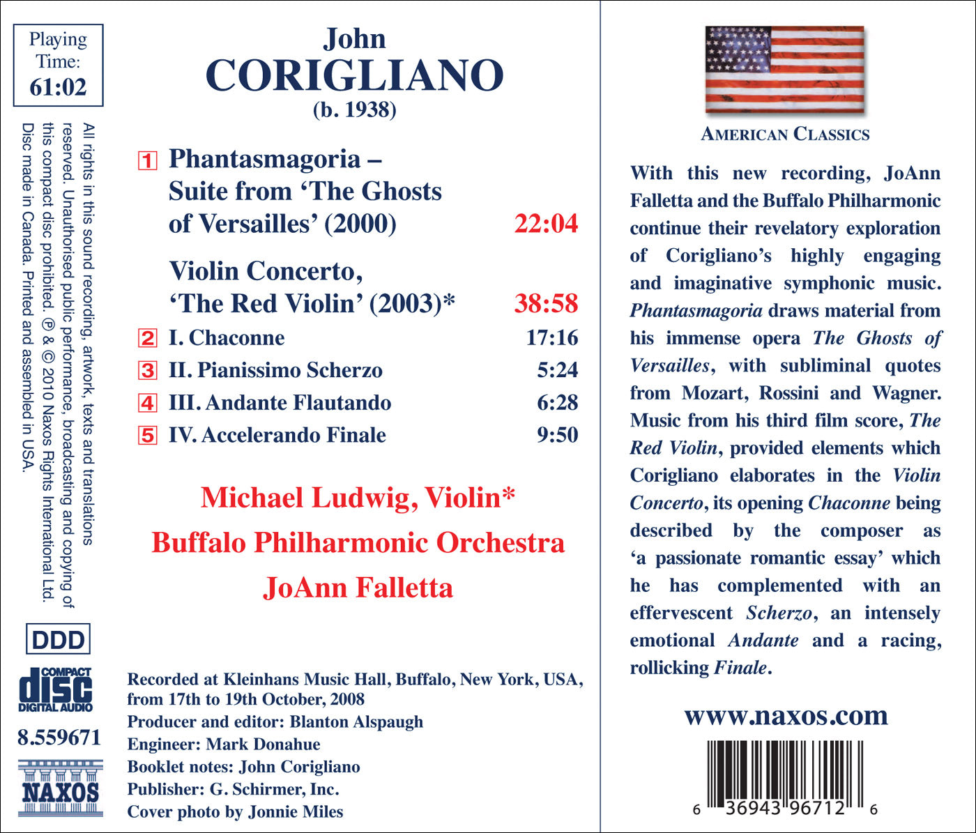 Corigliano: Violin Concerto "The Red Violin" & Phantasmagori