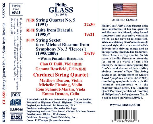 Glass: String Quartet No. 5, Suite from Dracula & String Sex